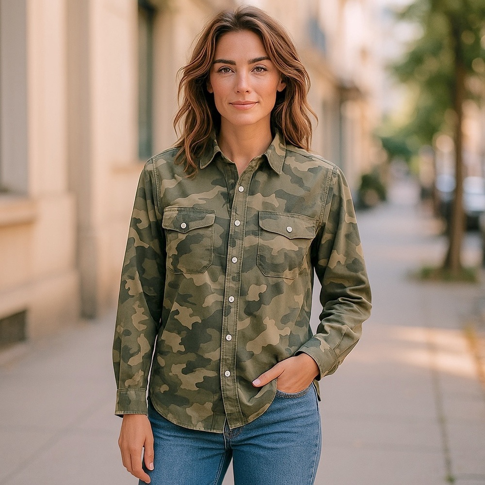 Old Navy Womens Classic Camouflage Button Down‎ Shirt Size S
